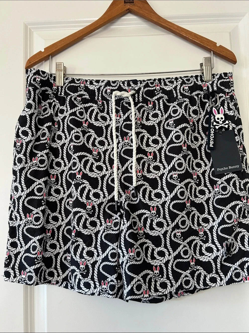 ⭐️NWT!⭐️Psycho Bunny Cyrus Swim Trunks Sz L w MEASUREMENTS & Rubber Keychain